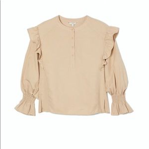 JOIE Polli Ruffle Blouse - Beige, size XS
